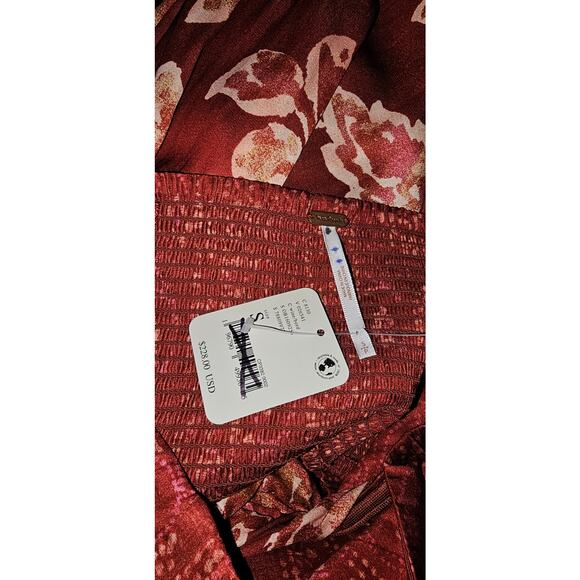 NWT Free People Silky Juliet Jumpsuit $228 SMALL Wine Floral Boho Wide Leg - Picture 5 of 5